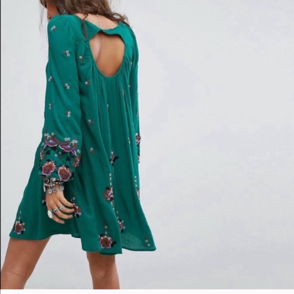 Free People Oxford Green Embroidered Dress - Picture 2 of 8